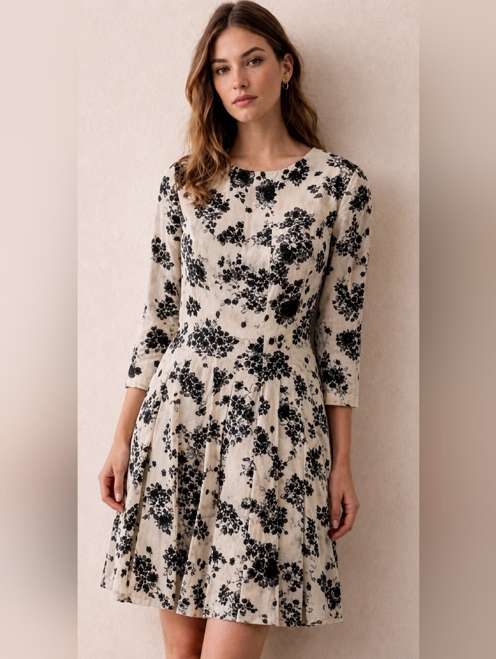 Club Monaco 100% Silk Floral Fit & Flare Dress